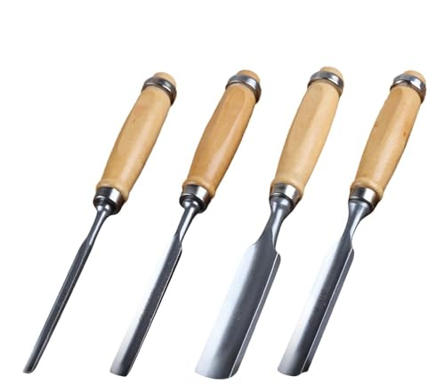 Set di scalpelli per legno, set di scalpelli per la lavorazione del legno | affettatrice ergonomica per intagliare il legno, 4 scalpelli professionali per falegnami, principianti