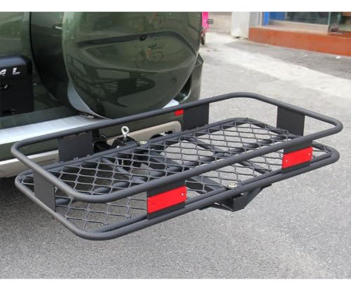 ERSINIAN Klappbarer Gepäckträgerkorb für die Anhängerkupplung, 5 cm Klappschaft, Anhängerkupplungsträger mit Einer Tragkraft von 300 kg, für SUV, Wohnmobil, LKW, Van