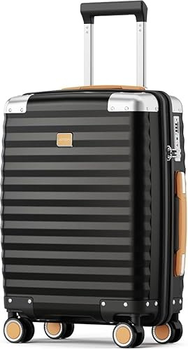 Joyway Koffer Trolley Reisekoffer von PP Hartschalen Trolley mit 360° Doppelrollen und TSA Schloss für Reise, Business & Kurztrips Schwarz