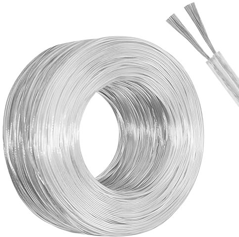 10 Meter 28AWG Electrical Wire, Clear 2 Core Flat Wire PVC Mains Power Extension Cable Diameter 3.2mm Thickness 1.6mm Wear-Resistant Oxidation Resistane for Installing Low-Power Household Appliances