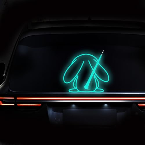 Iprokiu High Intensity Reflective Cute Rabbit Rear Window Wiper Decal Waterproof Animal Rear Wiper Decal Funny Bunny Moving Tail Waving Wiper Sticker for SUV Decor (Mint Green)