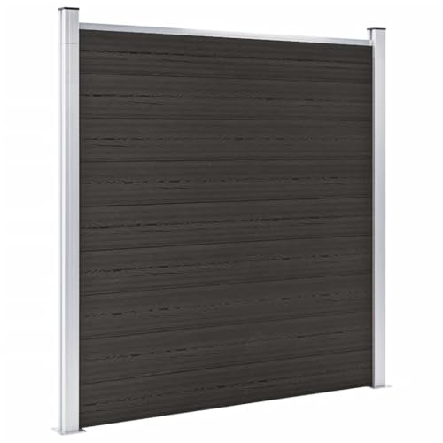 Emmtore Zaunelement WPC Sichtschutzzaun Windschutzzaun Lamellenzaun Windschutz Sichtschutz Zaun Element Terrasse Garten 180x186 cm Schwarz