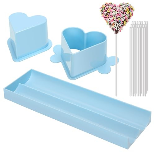 Daofvor Heart Cake Pop Mold Set with 9 Inch Tray and Sticks, ABS Cake Pop Maker, Baking Molds Kit for Parties, Wedding,Home Desserts Making - Blue