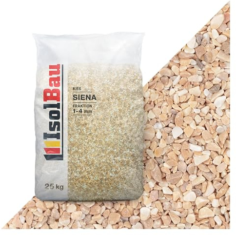 Isolbau Giallo Sienna Gravier décoratif 25 kg – Gravier de marbre 1 à 4 mm – Pierres décoratives pour jardin, tapis en pierre, gravier d'aquarium, pierres naturelles de jardin, gravier d'étang pour