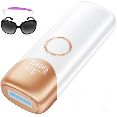 IPL Geräte Haarentfernung Laser mit Kühlfunktion, MAX 19.8J, 999.900 Lichtimpulse, 9 Energiestufen, Schmerzfreie IPL Haarentfernungsgerät für Frauen, Männer, Achseln, Bikini, Beine, Körper, Weiß