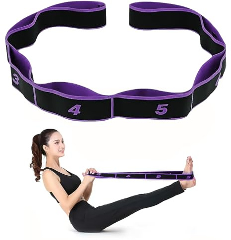 Sangle de Yoga, Band D'étirement de Yoga avec 8 Boucles, Ceinture de Sport élastique, Sangle d'exercice, Jambes Ceinture D'étirement des Ligaments, Elastique Musculation
