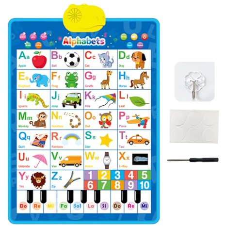 Grafico A Muro Con Alfabeto Elettronico - 16,14x21,85 Pollici Poster Musicale Giocattolo Educativo Per L'apprendimento Dei Bambini, Lavagna Vocale Parlante, Grafico Di Apprendimento Interattivo |