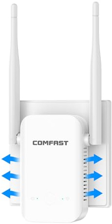 COMFAST WLAN Verstärker-WLAN Repeater 300Mbit/s mit 2 Antennen, WPS Funktion, Signalanzeige, kompakt Tragbar für Home Office, Gute Wärmeableitung, ideal für Zuhause, Büro und Reisen