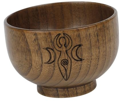 BESPORTBLE Cuenco Pequeño de Madera Decorativo Pentagrama para Altar, Cuenco de Ofrenda para Rituales y Sacrificios, Vajilla Creativa para Decoración del Hogar, Adecuado para Ceremonias