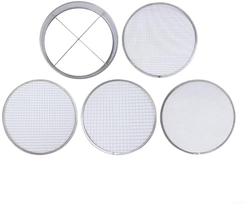 Siebmeister Gartensieb Set 5000 mit 4 austauschbaren Netzeinsätzen, 30cm rostgeschützter Stahl-Bodensieb für Kompostsiebe und Unkraut, Quick-Click