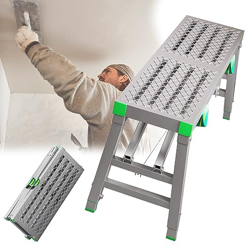 WXPGFEQ Ponteggio Pieghevole Portatile con Pedale di Salita Regolabile in Altezza per la Manutenzione e Il miglioramento della casa. Soluzione Leggera e Comoda per progetti Fai da Te.