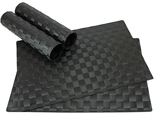 matches21 Tischset Platzset MODERN Platzmatten 4er Set geflochten Kunststoff 45x30 cm Schwarz/abwaschbar