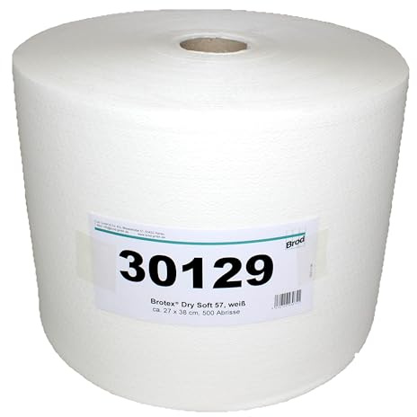 Brotex® Airlaid Wischtücher auf Rolle, 500 Blatt, 27cm breit, 88% Zellstoff | Einseitig geprägte Profi-Tücher, extrem saugstark, formstabil, fusselarm, lösungsmittelresistent und lebensmittelunbedenklich