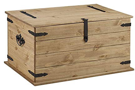 Giomoebel | Holz-Truhe Holzbank | Mexiko-Möbel Aufbewahrungs-Kiste | Sitzbank Anrichte Schatzkiste | Kiefern-Holz 90x50 cm