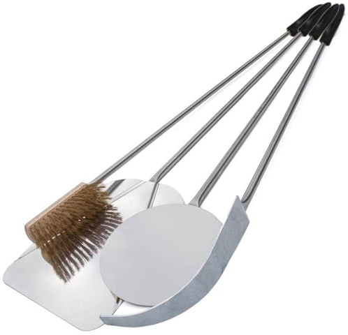 GIEMME Set 4 Pizzaschaufeln Edelstahl für 30 cm Pizzen mit 113 cm Stiel
