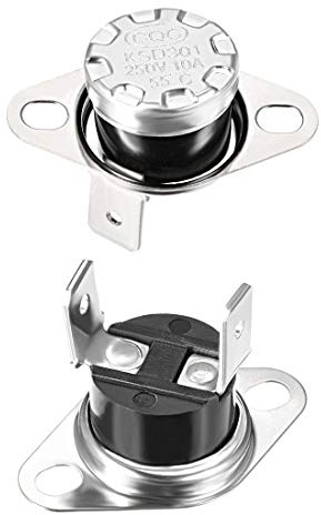 sourcing map 2 Stück KSD301 Thermostat 55 °C / 131 °F 10A N.C | Einstellen der Schnappscheiben-Temperaturschalter, Für Mikrowelle Backofen Kaffeemaschine