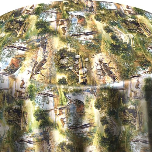 Wachstuchtischdecke Wachstuch Tischdecke Gartentischdecke Rund Oval Jagd Wild Oval ca. 140 x 160 cm abwaschbare Wachstischdecke