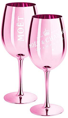 2 x Moet & Chandon Champagnerglas Rose (Limited Edition) Ibiza Imperial Glas Rosa Champagner-Glas Rosé Gläser + Untersetzer (2 Stück)