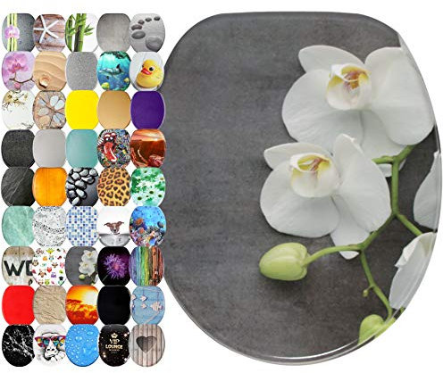 Sanilo WC Sitz ohne Absenkautomatik, viele neue Toilettendeckel zur Auswahl, hochwertige Oberfläche, stabile Scharniere, leichte Montage (Pretty)