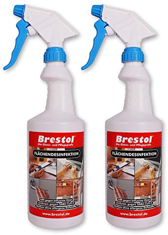 FLÄCHEN-DESINFEKTION 2x 750 ml Oberflächendesinfektion Desinfektionsmittel Türgriffdesinfektion Türklinkendesinfektion Kühlschrankdesinfektion Touchscreendesinfektion Kühlthekendesinfektion