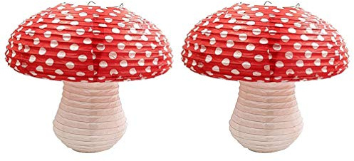 Pilz Form Dekorativ Lampenschirm: Papier 21x19cm Runde Laterne Papierlampions Garten Haushalt Tischdeko für Haushalt Küche und Bad, 2 Stück