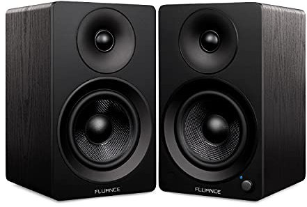 Fluance Ai41 Powered 2-Way 2.0 Stereo Bookshelf Speakers with 5 Drivers, 90W Amplifier for Turntable, TV, PC and Bluetooth 5 Wireless Music Streaming with RCA, Optical & Subwoofer Out (Black Ash)