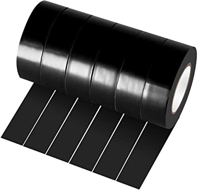 Xrkuu 6 Rollen Isolierband Schwarz, 18 mm x 10 m, PVC-Isolierband, wasserdicht, stark klebend, für Draht-Projekte, Isolieren und Reparieren von gebrochenen Drähten