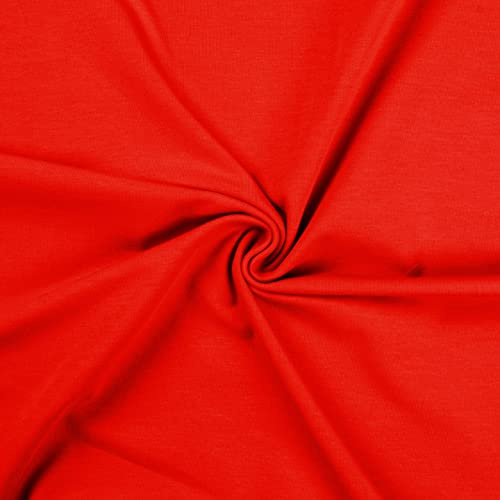 CRS Fur Fabrics, rosso, Tessuto elasticizzato in jersey di cotone e spandex, 1 m, 160 cm x 100 cm, 1Mtr 160cm x 100cm