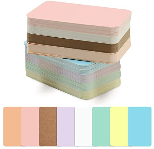 Fatiya Lot de 240 petites cartes de visite vierges en papier vierge, 8 couleurs pastel (vert, violet, bleu, jaune, marron, rose, orange), mini cartes d'index de 8,9 x 5,1 cm pour cadeau, étude, bureau