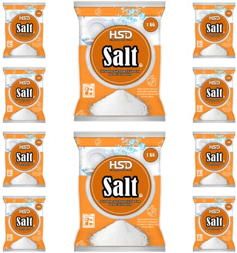1kg Dishwasher Salt, Powerful Cleaning Dishwasher Salt, softener salt, Best For Laundry Kitchen Dish Washing, Compatible to All Water Softner Machine, Premium Food Grade 100% Genuine British Salt (10)