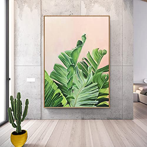 YMXCNM Ölbilder Auf Leinwand Handgemalt,Moderne Abstrakte Wandkunst Grünes Blattwerk Leichtes Luxus-Ölgemälde, 100% Handgemaltes Rahmenloses Strukturiertes Kunstwerk, Zum Aufhängen Für Wohnzimmer-Sch