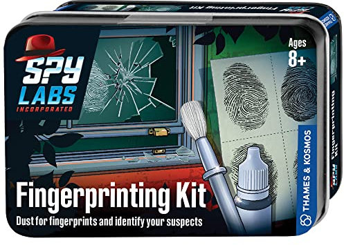 Thames & Kosmos Spy Labs Fingerprinting Kit, Detective Toy for Dusting and Collecting Fingerprints, Toys to Develop Observational Skills, Age 8+, Black