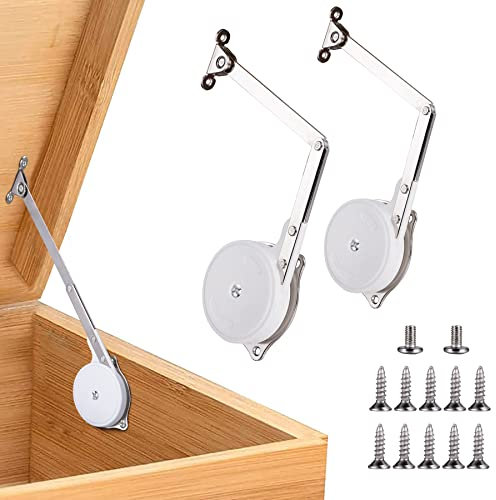 2 Pack | Toys Box Hinges Soft Close - HBL’ Chest Lid Support Hinges for Wooden Toy Box, Cedar, Storage Trunk & Benches, Made of Zinc Alloy, Safety & Heavy Duty.