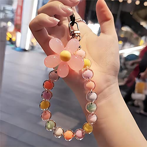 Perlen Telefon Lanyard, Anti Lost Handykette, Böhmische Handy Lanyard, Universelle Handykette, Handyschmuck, HandyanhäNger, Handy anhänger, Auto Schlüsselanhänge, Pinke Blume, 23cm
