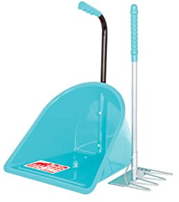 Red Gorilla Official TEENIE TIDEE in Blue with Short Traditional Rake Horse Manure Shovel Scoop Small Lightweight Suitable for Children Dustpan Set for Paddock Stable Horsebox or Garden Waste