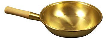 OQHAIR Sartén de Cobre Puro, Olla de Cobre, sartén Wok, sartén de latón, Utensilios de Cocina, Cocina Wok de Cobre