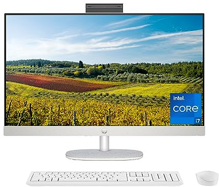 HP 27 inch All-in-One Desktop PC, FHD Display, 13th Generation Intel Core i7-1355U, 12 GB RAM, 512 GB SSD, Intel Iris Xe Graphics, Windows 11 Pro, 27-cr0082 (2023)