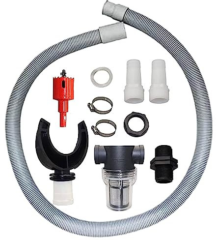 Rain Barrel Diverter and Parts Kit, Water Collection System to Convert Containers into Rain Barrels, Catch Rain Water for Outdoor Chores, Rainwater Collector Downpipe with Filter & 19.6 inch Hose