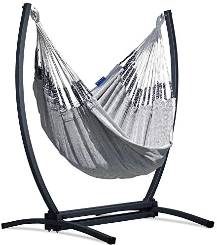 Potenza Medelin L Hamaca colgante con estructura, columpio colgante textil, con estructura de gazela, estructura de hamaca, estructura de silla colgante, máx. 160 kg (B&W, L)