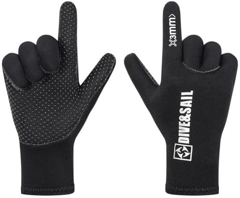 UCK-KIT 5MM Neopren Neoprenanzug Handschuhe Thermische Anti-Rutsch-Tauchhandschuhe Für Tauchen Schnorcheln Surfen Paddeln Kajak Schwimmen,Schwarz,L