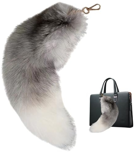 Obelunrp Fox Tail Keychain, 15,7 -Zoll -Kunstpelz -Fuchs -Schwanzschlüsselring, flauschiger Therian Tails Handtasche Anhänger, Wolf Schwanzhänge -Charme