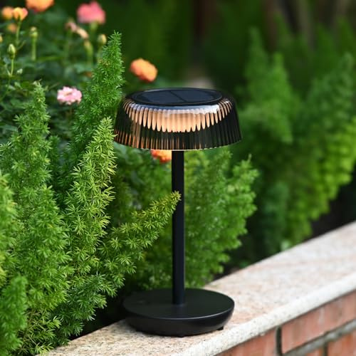 DAWALIGHT Lampada da Tavolo Dimmerabile Stepless LED 3000K Luce Bianca Calda Ricaricabile Lampada a Batteria IP54 Impermeabile Touch per Comodino Camera da Letto Soggiorno Esterni, Nero