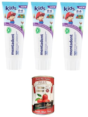 Mentadent Dentifricio Kids 0-6 anni - Pasta de dientes para niños (3 x 75 ml, 400 g)