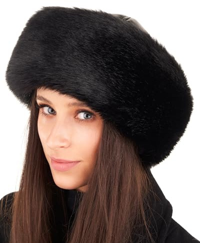 Futrzane Siberian Mütze mit Fellrand - Fellmütze Damen - Pelz und Leder Hut