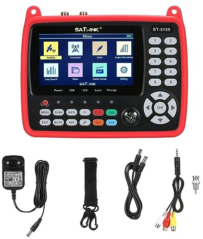 Digital Satellite Finder Meter DVB-S/S2/T/T2/C Kombi-Messgerät Tragbarer Satelliten-TV-Signalfinder 2600 mAh Wiederaufladbares digitales Handsignalmessgerät Satellitenfinder H.264/H.265 HEVC MPEG-2/4