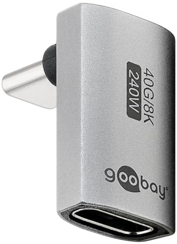 goobay USB-C Adapter 240W 40 Gbit Verlängerung 90° vertikal lang USB4 (Stecker auf Buchse) / USB 4.0 Adpter 8K@60 Hz, abwärtskompatibel USB 3.1, USB 2.0/74442
