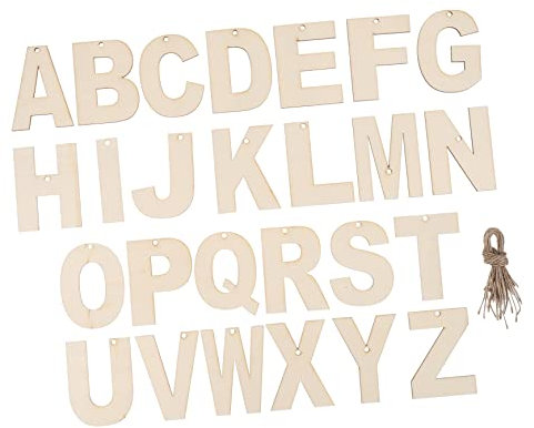 STOBOK 26stücke Unfertige Holzbuchstaben Für Bastelprojekte Wanddekoration Mit Juteseil Alphabet Für Kinderzimmer Und Home Decor