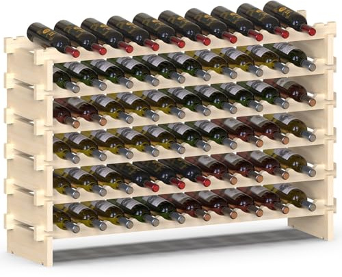 BAKAJI Cave à vin en Bois avec 60 Compartiments Porte-Bouteilles de vin, Champagne, Porte-Bouteille de Terre, Cave d'angle Bar pour Salon, Cuisine, bistrot, Restaurant 110 x 30 x 80,5 cm