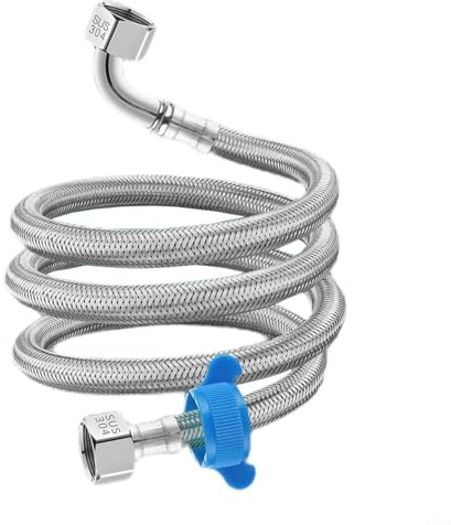 Uwithdanceme Raccord flexible coudé en acier inoxydable 304 tressé pour augmenter la pression de l'eau, tuyaux de douche pour chaudière de cuisine, eau chaude et froide (2 m)