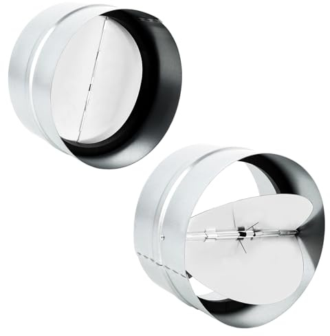 YAYODS 2 unidades de válvula antirretorno DN 150 mm – Acero galvanizado, válvula de retorno automática, extractor con goma de sellado, inserción de válvula de flujo trasero para conductos de